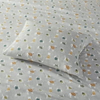 2-dijelni set posteljine od udobnog pamučnog flanela s printom sivi psi, 4-dijelni, 2-dijelni