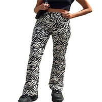 Donji dio / ženske duge hlače s printom zebre, hlače visokog struka, rastezljive hlače širokih nogavica.