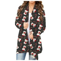 Ženske jakne, odjeća s džepom za Božić, digitalni tisak, ležerni kardigan s dugim rukavima, jakne od flisa, _