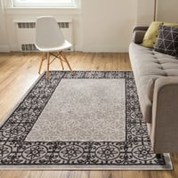 Dobro tkani mistični Gabbi Moderni mozaik obrub u sivoj boji 5'3 7'3 prostirka za prostor za sjedenje