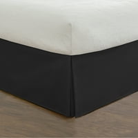 Posteljina za krevet po mjeri, suknja za krevet po mjeri, klasična duljina 14 inča, nabrani stil, puna Crna