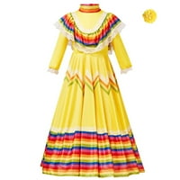 Dječja tradicionalna haljina za djevojčice u meksičkom stilu, nacionalna plesna haljina za princezu s dugim rukavima,