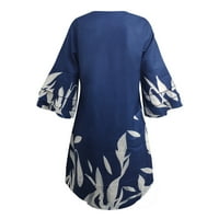 Plus Size Ženska haljina modna ženska ljetna ležerna haljina s izrezom i printom u obliku slova U, Mini haljina