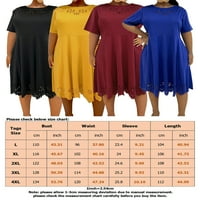 Wooving Women Sundress Crew Neck Midi haljine Prevelike ljetne haljine Dame ležerne labave putovanja žuto 3xl