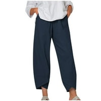 Ženske Radne Ležerne ženske Ležerne hlače visokog struka jednobojne ljetne pamučne široke duge ravne pamučne hlače
