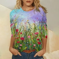 Ženske jesenske majice u donjem rublju Ženske majice s cvjetnim printom široke majice dugih rukava majice s okruglim