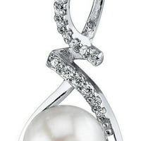Slatkovodna bijela kubična cirkonij okrugla ogrlica sa šarmom od srebra, 18
