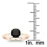 Crni i bijeli dijamantni prsten od jastuka u karatnom ružičastom zlatu za žene