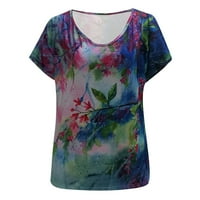 Ženske ljetne Ležerne majice s cvjetnim printom u obliku slova U, majice kratkih rukava, Ležerne široke lagane
