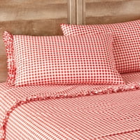 Pioneer Woman Gingham Coral Ruffle King Set