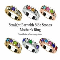 Nana Straight bar W-Wide CZ Odrasle ženske majke Dan prstena 1- kamen, 10k ružičasto zlato-veličine 7. Stone4