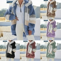Ženske zimske tople vunene plišane majice s patentnim zatvaračem s džepovima, vanjski kaput od Šerpe, kaput od