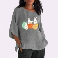 Uskrsne majice za žene Slatka zečja tiskana grafička majica casual ljetni vrhovi vrhovi osnovna košulja