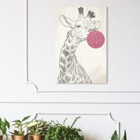 Wynwood Studio 'Glitter Bubblegum Giraffe' Životinje zidne umjetničko platno print - ružičasta, crna, 16 24