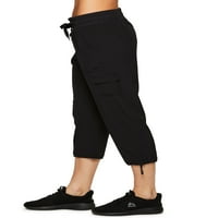Široke lagane tkane Capri teretne hlače za aktivne žene