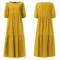 Halter haljina ženska tunična haljina Slatka tiskana V vrata dugi rukavi ležerna haljina za ljuljanje žuta xx-l