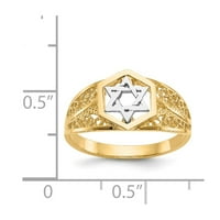14K dvobojni Zlatni prsten tematske polirane zvijezde Davida, Veličina 8