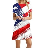 Usmixi haljine za žene Dan neovisnosti plus veličina swing patriotska tunika majica haljine okrugli vrat kratki