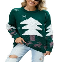 Ženski široki džemperi s dugim rukavima, Gornji dijelovi, ženski rebrasti pleteni džemperi, Božićni široki pulover