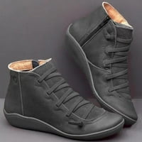 Kožne Gležnjače jesenske Vintage ženske cipele Na vezanje udobne ravne čizme kratke čizme s patentnim zatvaračem