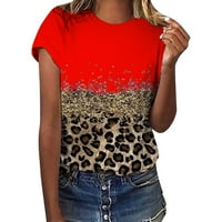 Ženske majice za vježbanje, majica kratkih rukava s okruglim vratom s leopard printom