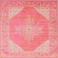 Jedinstvena boja tkalačkog tkalačkog stana obrubljena tradicionalna prostirka, ružičasta bijela, 9 '12' 0