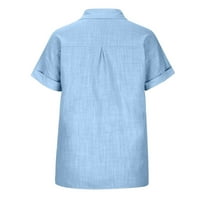 Borniu ženske vrhove, ljetni klirens ženski vrhovi modni solidni gumb košulja ženska bluza majica s izrezom