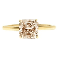 18k žuti Zlatni prsten od 18k s prozirnim imitiranim dijamantom asssher 2K 10.5