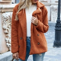 Ženski kaputi, ženska topla jakna, zimski jednobojni kaput s ovratnikom, gornja odjeća od ovčje vune