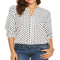 Ženske majice s dugim rukavima, majice s dugim rukavima, Bluza s izrezom u obliku košulje, ležerna košulja od