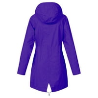 Kišna jakna veličine plus za žene, jednobojna, otvorena, s kapuljačom, otporna na vjetar, labava, džepni kaput,