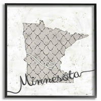 Minnesota Siva S uzorkom SAD State Design zidna umjetnost uokvirena od mn
