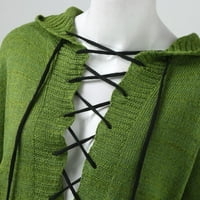 Ženski puloveri u jednobojnoj boji S izrezom u obliku slova u i dugim rukavima, modni labavi casual preveliki