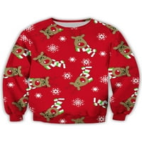 ; / Ženski Božićni topovi labavog kroja, ležerna majica, ležerni pulover, božićne majice dugih rukava, Crveni;