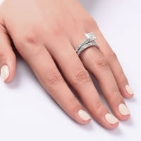 1. Karat Princess Cut Moissanite Wedding Set - Bridal Set - The Channel Set Ring - ručno izrađeni prsten - 18k