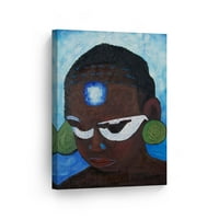 Smile Art Design Plemeno domorodačka afrička žena plavo uljano slikanje platno Umjetnost Umjetnost Umjetnička