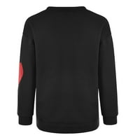 Kakina s ženska grafička majica zima jesenski uzorak rukav sloj slova tweairt pulover vrh crna, xxl