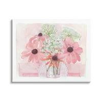 Stupell Industries osjetljivi ružičasti cvjetni cvjetovi buket doily vaze grafička umjetnička galerija omotana