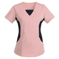 Ženski Gornji dijelovi u boji S izrezom i kratkim rukavima u obliku slova u, Bluza, jednobojna Ženska bluza s