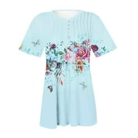 Havajske majice za žene, modni Casual print s okruglim vratom, široka majica kratkih rukava, majica s bluzom,