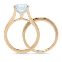 3. okrugli Karat prirodni Švicarski plavi topaz ugraviran u žuto zlato 18k godišnjica vjenčanja vjenčani prsten
