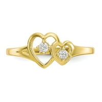 10K dvobojni zlatni prsten s kubičnim cirkonijem tematskim u bijeloj boji, Veličina 7