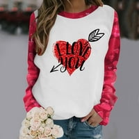 Ženska bluza s dugim rukavima, modni pulover s printom Valentinovo s ljubavlju, Ležerne široke ženske tunike s