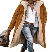 Ženski vuneni kaput, Jednobojni Kaputi, jakna od flisa s kapuljačom, ženska ležerna gornja odjeća s dugim rukavima,