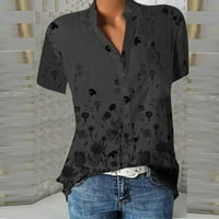 Ženski ljetni vrhovi Bez rukava s izrezom u obliku slova u, Ležerne košulje s cvjetnim printom i džepovima, crni