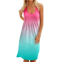 Ženska ležerna ljetna haljina, sundress bez rukava, Haljina za plažu s okruglim vratom, haljina s naramenicama