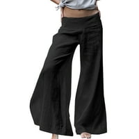 Ženske hlače u donjem dijelu ženske obične ljetne Pamučne i lanene Ležerne široke hlače širokih nogavica Plus
