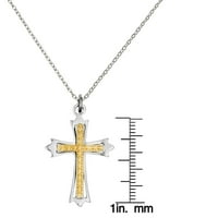 Privjesak od čistog srebra u obliku križa s rodijem i pozlaćenim kabelskim lancem