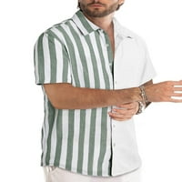 Muški vrhovi a-lista bluza kratkih rukava ljetne košulje s reverom jednoredna majica na kopčanje zelena bijela