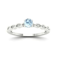 Modni dijamantni prsten od bijelog zlata od 10 karata s ovalnim akvamarinom i dijamantnim dijamantom